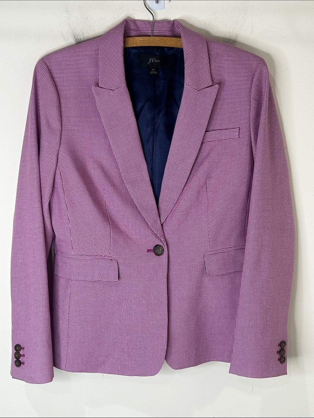 J. CREW Pink Peplum Back Houndstooth Blazer Office Business Size 10 - Picture 16 of 16